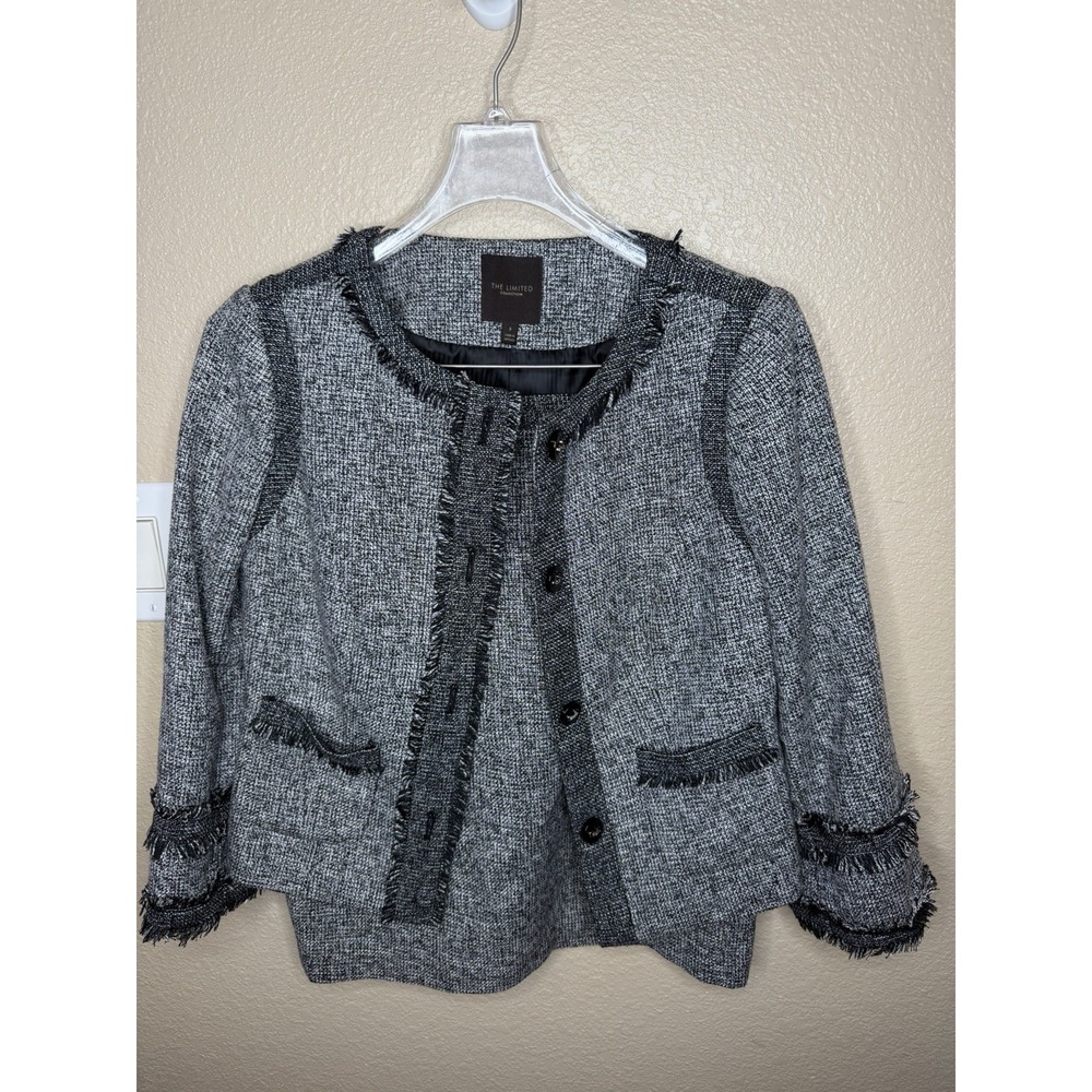 The Limited Collection Women's S Tweed Skirt Suit Fringe Blazer Y2K Career